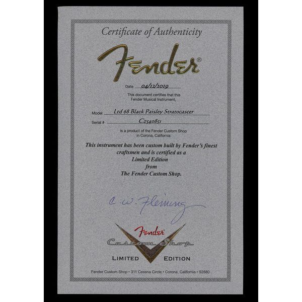 Fender 68 Strat Relic Black Paisley