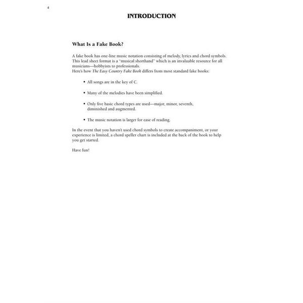 Hal Leonard The Easy Country Fake Book