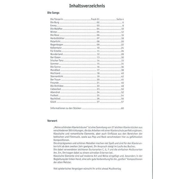 Artist Ahead Musikverlag Meine schönsten Klaviertrume