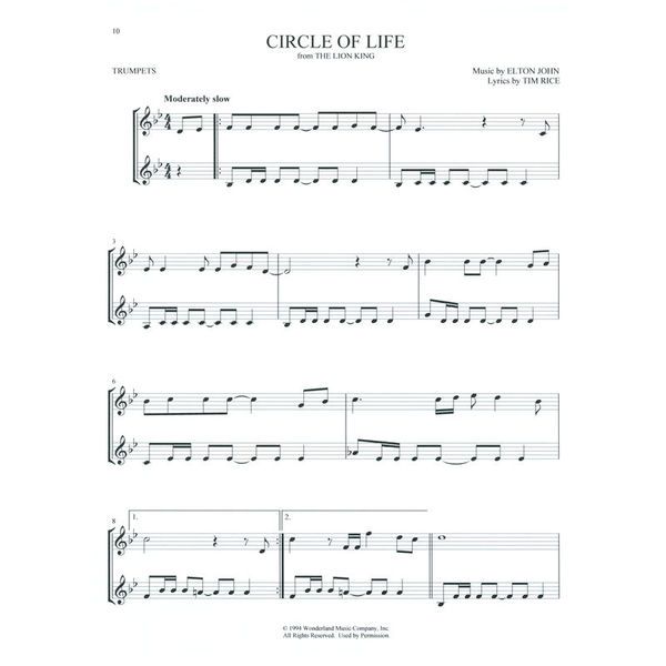 Hal Leonard Disney Songs For Two Trumpet