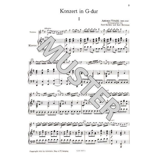 Edition Hug Vivaldi Concert G-Dur Violin