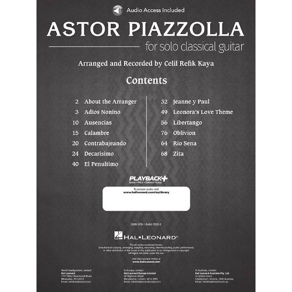 Hal Leonard Astor Piazzolla Guitar