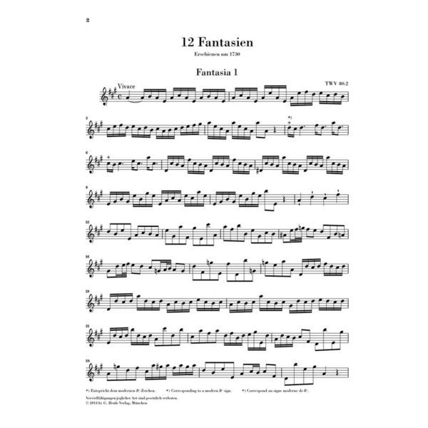 Henle Verlag Telemann Zwölf Fantasien Flöte