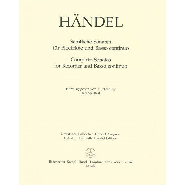Brenreiter Hndel Smtliche Sonaten Rec
