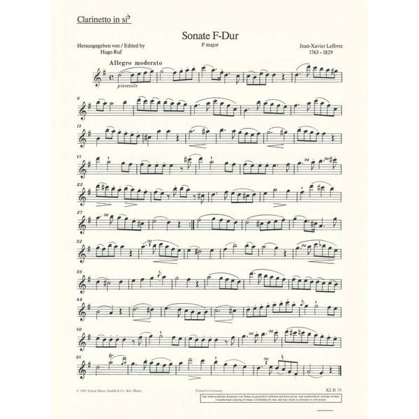 Schott Lefèvre 2 Sonaten