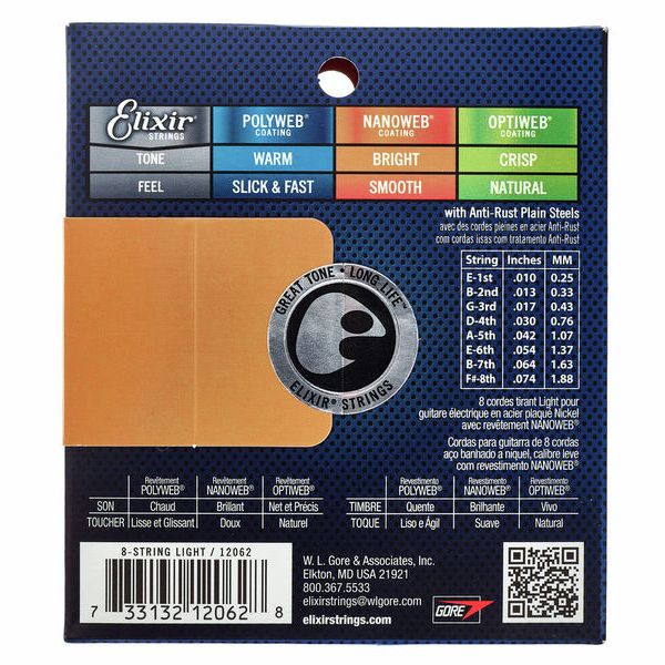 Elixir Nanoweb 12062 8-String Light