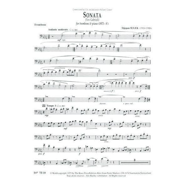 Editions Bim Sulek Sonata Trombone