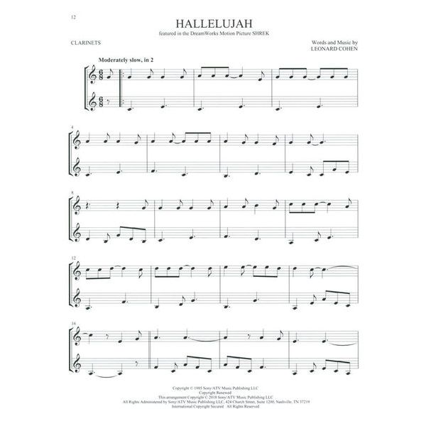 Hal Leonard Movie Songs For Two Clarinets