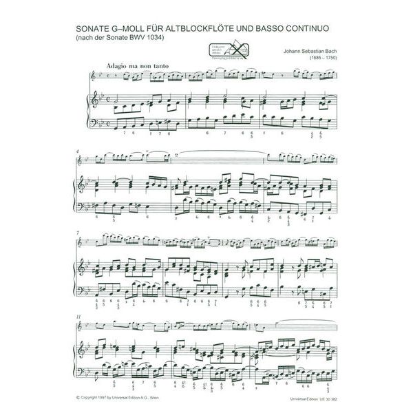 Universal Edition Bach Sonate g-moll