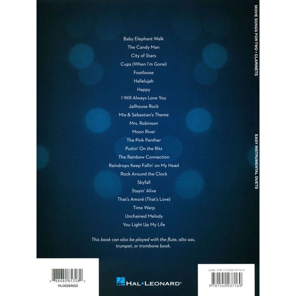 Hal Leonard Movie Songs For Two Clarinets