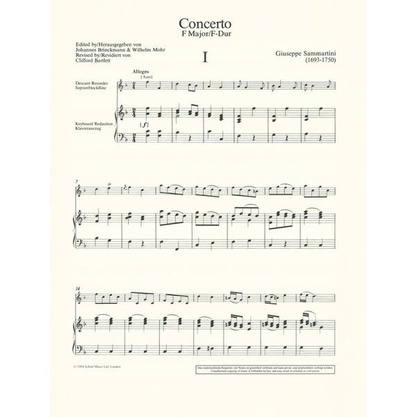 Schott Sammartini Concerto F-Dur