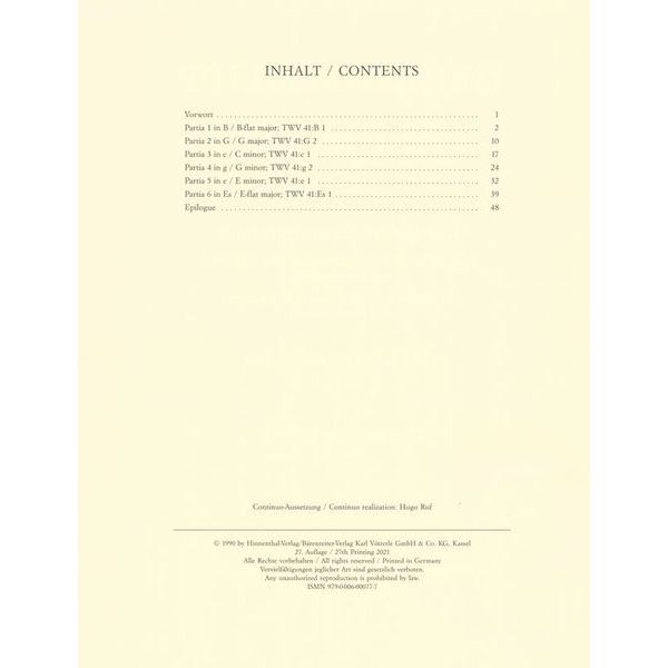 Brenreiter Telemann Kleine Kammermusik