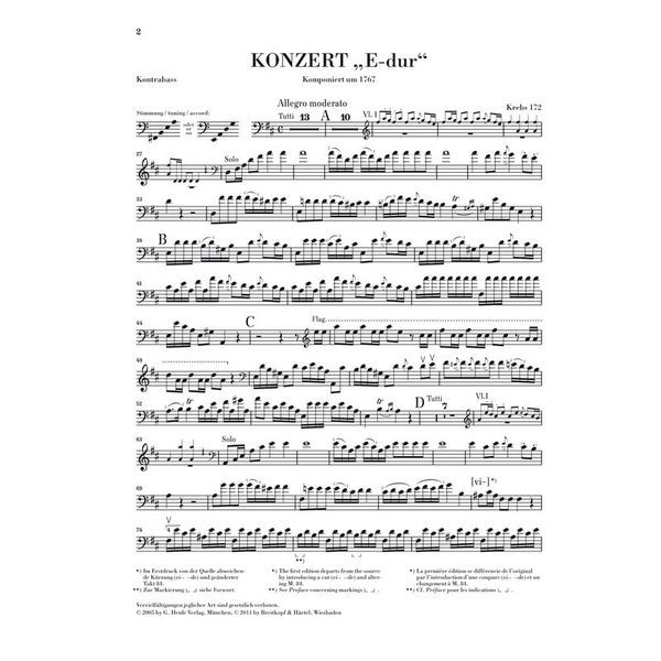 Henle Verlag Dittersdorf Kontrabasskonzert
