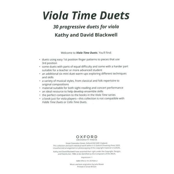 Oxford University Press Viola Time Duets