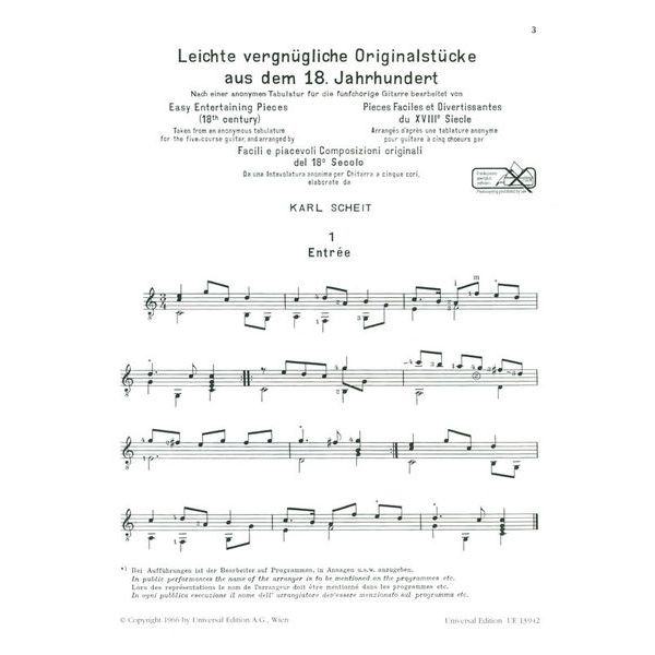 Universal Edition Originalstücke 18. Jahrhundert