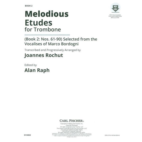 Carl Fischer Melodious Etudes for Tromb. 2