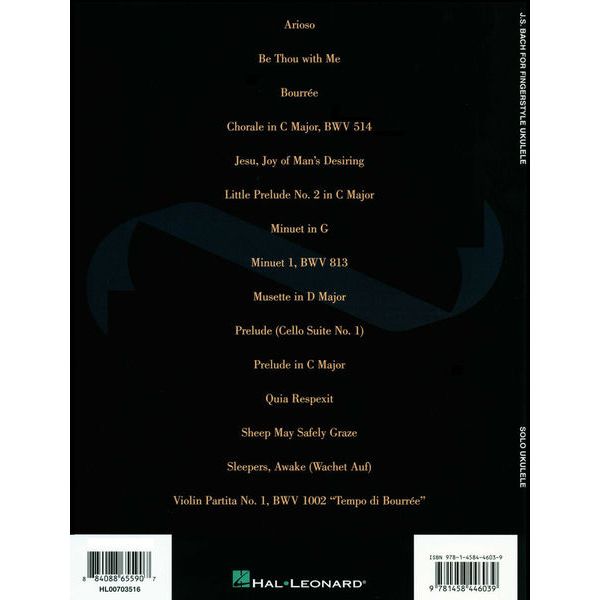 Hal Leonard J.S.Bach f Fingerstyle Ukulele