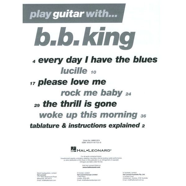 Wise Publications Play Guitar With B.B. King