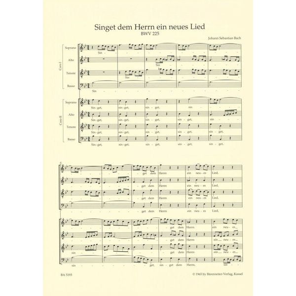 Brenreiter Bach Motetten BWV 225-230