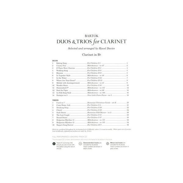 Boosey & Hawkes Bartok Duos & Trios Clarinet