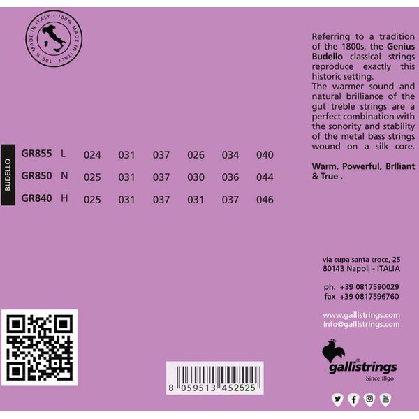 Galli Strings GR855 Genius Budello Guitar