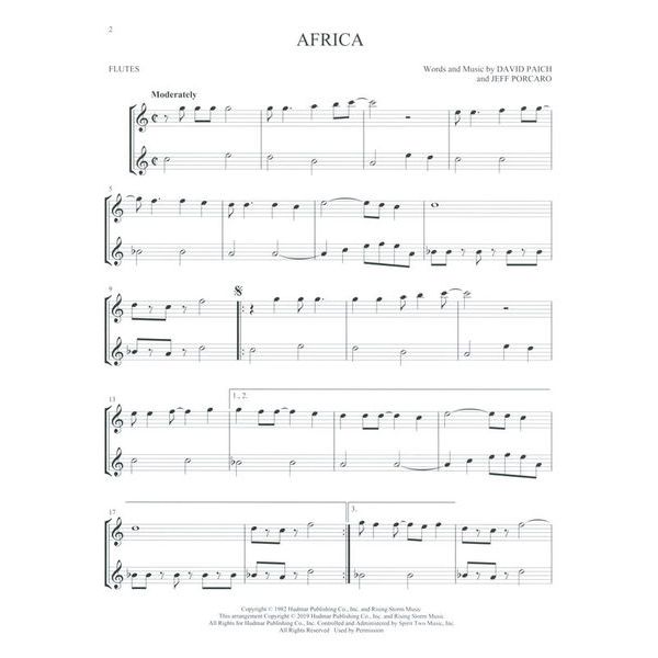 Hal Leonard Pop Classics For Two Flutes