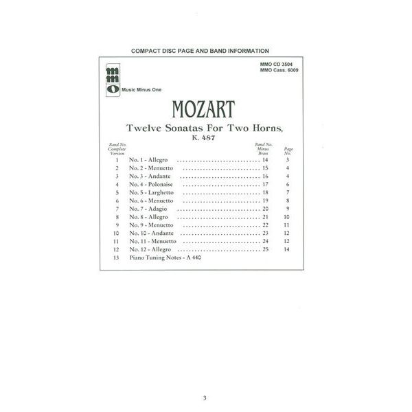 Music Minus One Mozart Twelve Duets Horn