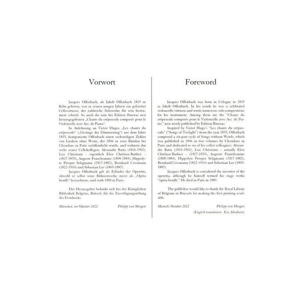 Edition Butorac Offenbach Chants du Crépuscule