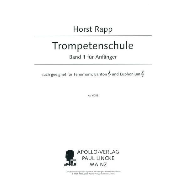 Horst Rapp Verlag Trompetenschule 1 für Anfnger