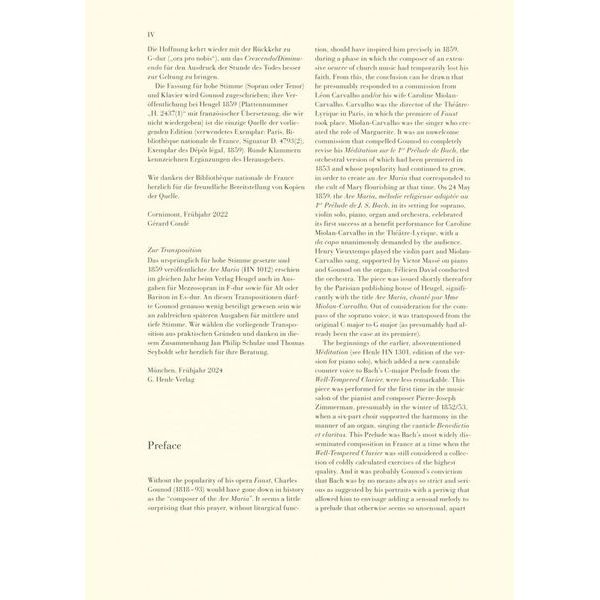 Henle Verlag Bach/Gounod Ave Maria tief