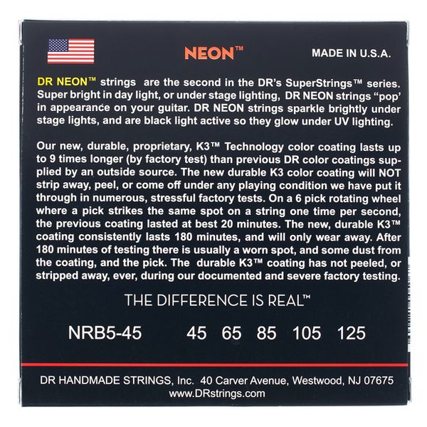 DR Strings Neon Red NRB5-45
