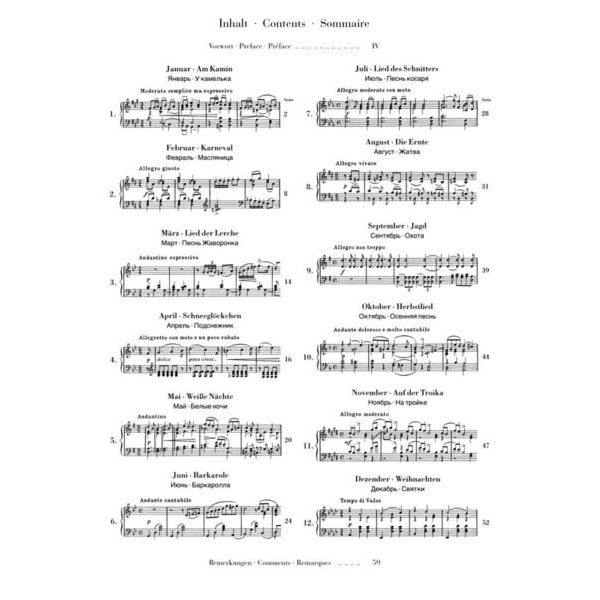 Henle Verlag Tschaikowsky Die Jahreszeiten