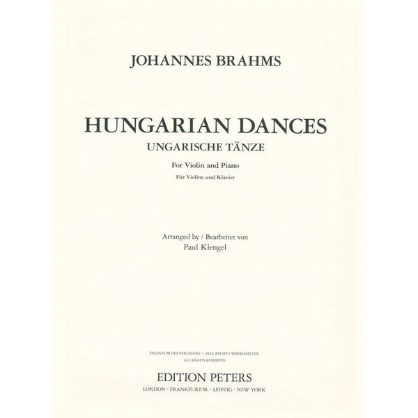 Edition Peters Brahms Ungarische Tnze VL