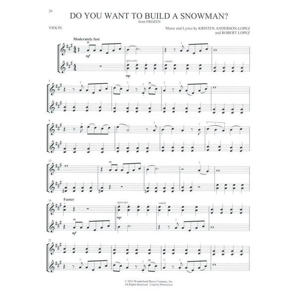 Hal Leonard Disney Songs For Violin Duet