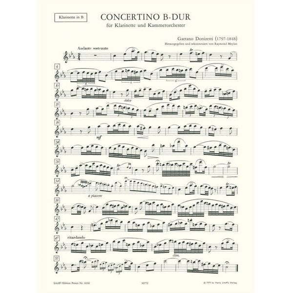Edition Peters Donizetti Concertino B-Dur