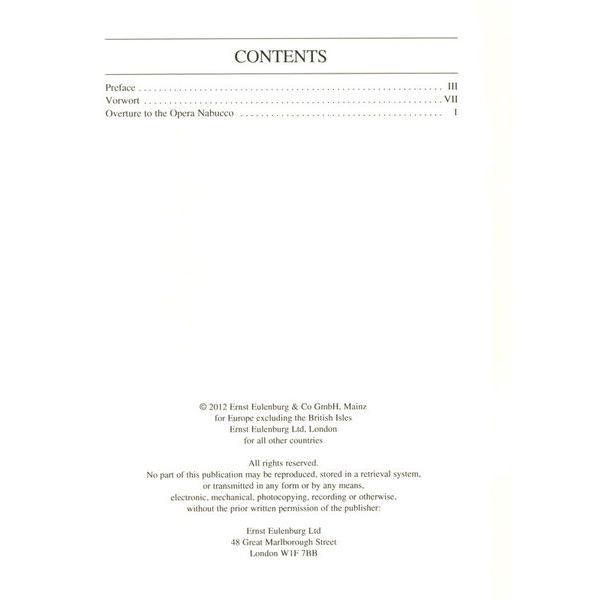 Edition Eulenburg Verdi Nabucco Ouvertüre