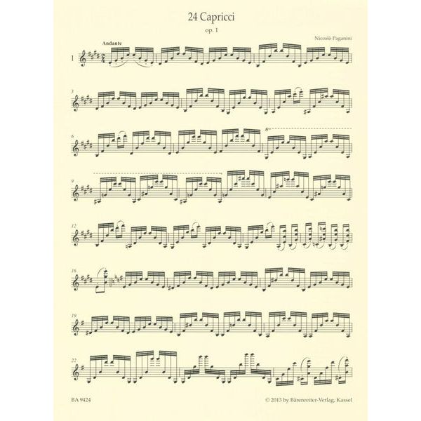 Brenreiter Paganini 24 Capricci Violin