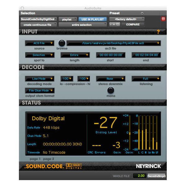 Neyrinck SoundCode For Dolby Digital 2