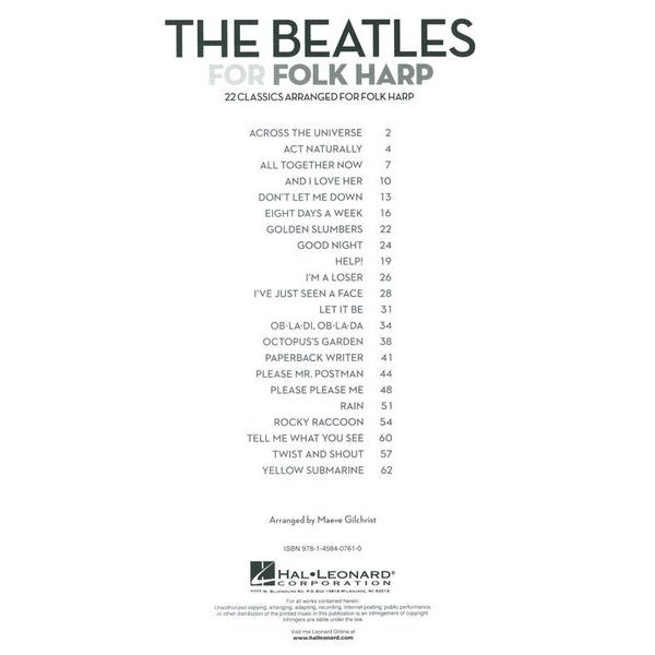 Hal Leonard The Beatles For Folk Harp