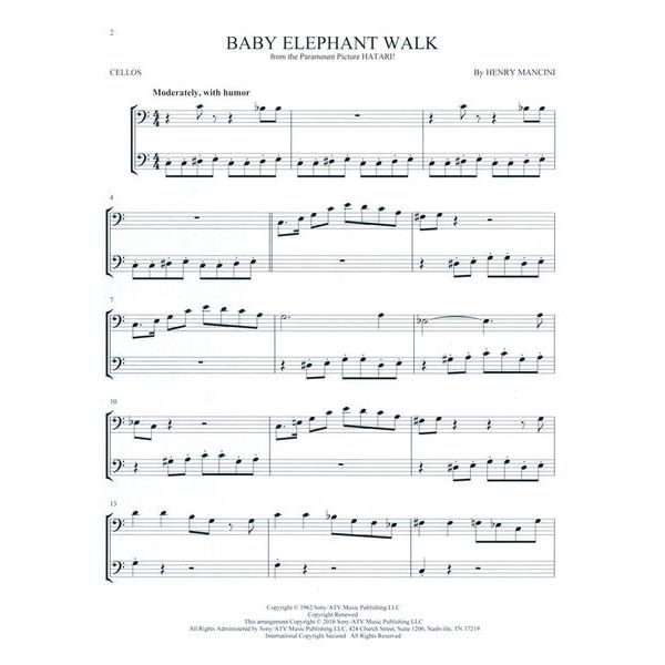 Hal Leonard Movie Songs For Two Cellos