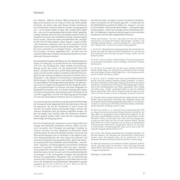 Carus Verlag Elgar Enigma-Variationen Orgel