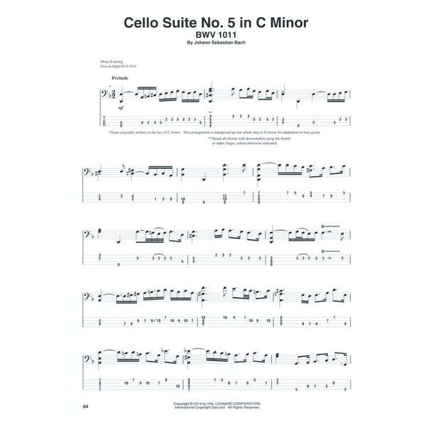 Hal Leonard Bach Cello Suites Bass Guitar
