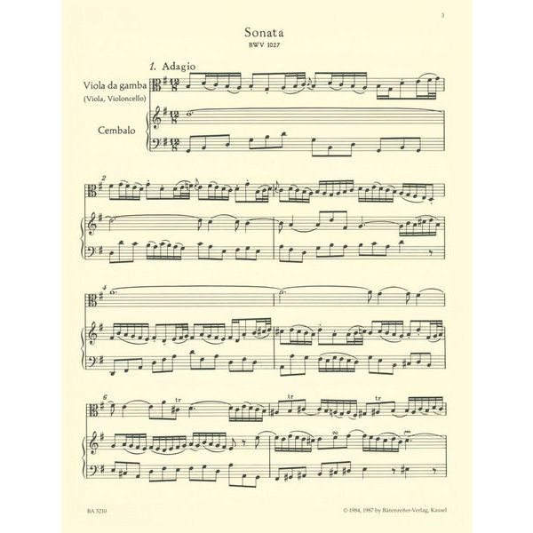 Brenreiter Bach Drei Sonaten Cello