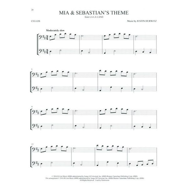 Hal Leonard Movie Songs For Two Cellos