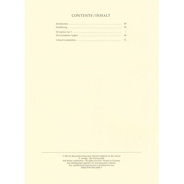 Brenreiter Paganini 24 Capricci Violin