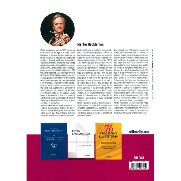 Editions Bim 34 Characteristic Etudes Low