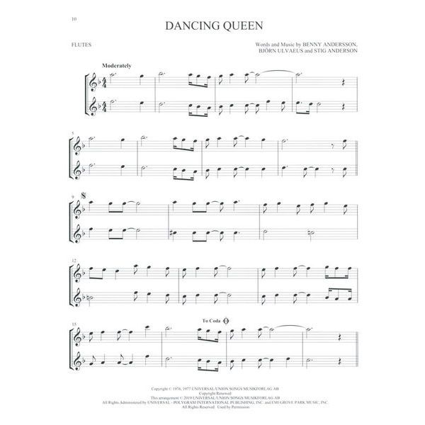 Hal Leonard Pop Classics For Two Flutes