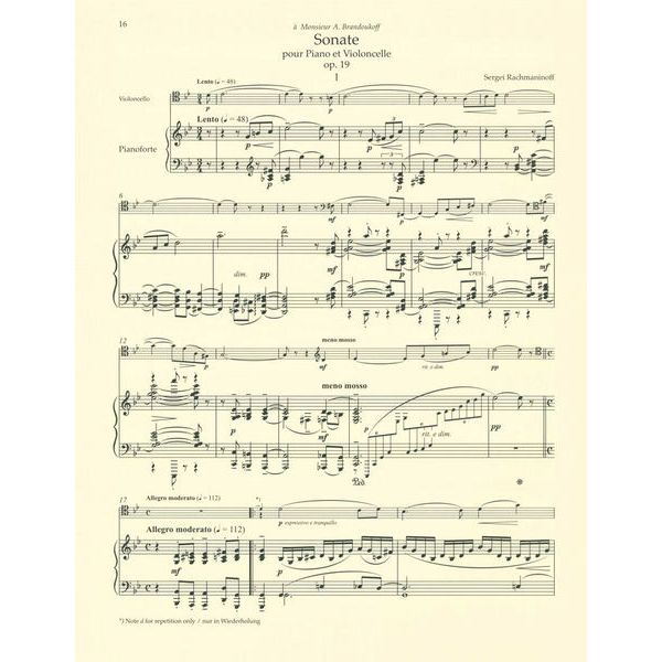 Brenreiter Rachmaninow Werke für Cello