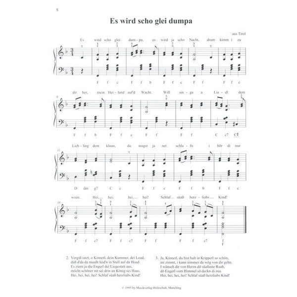 Holzschuh Verlag Weihnachtslieder Akkordeon