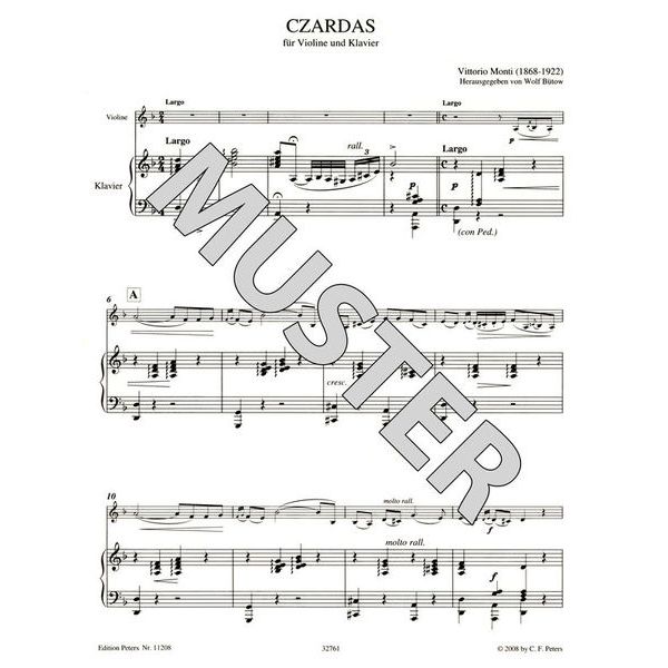 Edition Peters Monti Czardas Violin und Klav